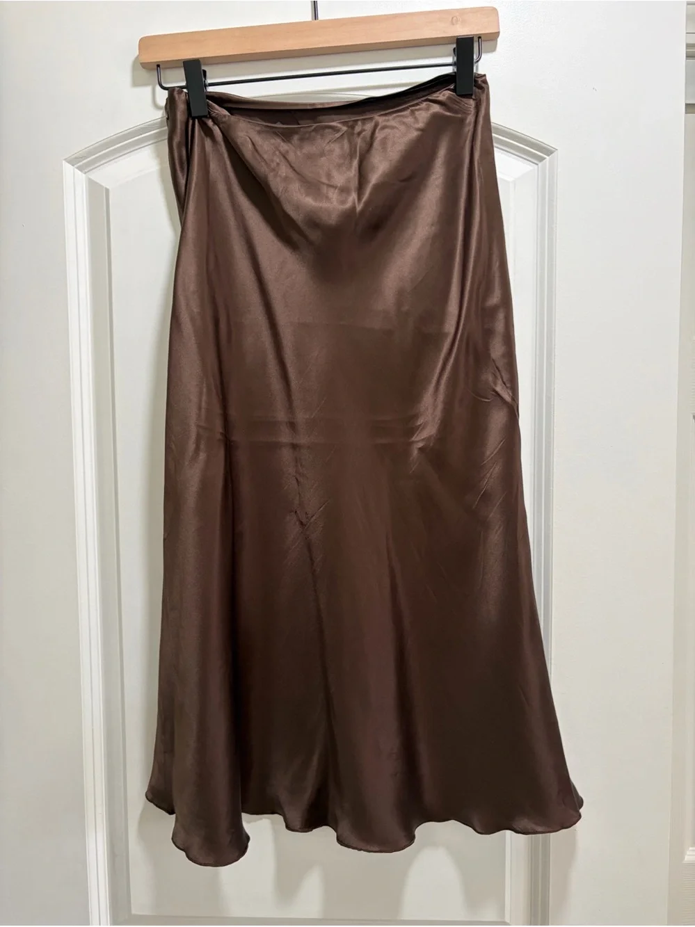 Vintage Moda International 100% Silk Satin Slip Skirt Brown